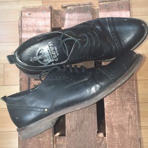 Crown Vintage black leather oxford loafer shoe 7.5